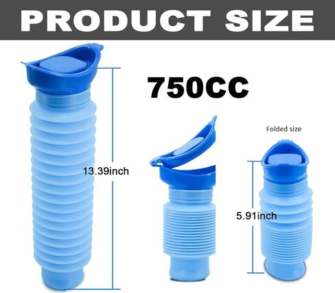 750ML Emergency Urinal, Pedestal Urinal, Pocket Toilet for Men Women, Pee Bottles with Sealed Lid Collapsible Portable Urinals for Camping Travel Car Traffic in Saudi Arabia