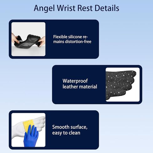 Angel Wing Wrist Rest,Cute Wrist Rest for Keyboard and Mouse,Hand Rests Set Include Ergonomic Keyboard & Mouse Hand Rest and Coaster,Filled Resilient Memory Foam,for Work,Study,Gaming (White) in Saudi Arabia