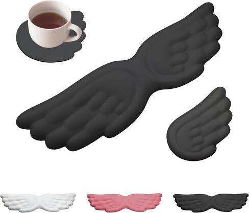 Angel Wing Wrist Rest,Cute Wrist Rest for Keyboard and Mouse,Hand Rests Set Include Ergonomic Keyboard & Mouse Hand Rest and Coaster,Filled Resilient Memory Foam,for Work,Study,Gaming (White) in Saudi Arabia
