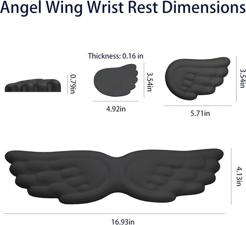 Angel Wing Wrist Rest,Cute Wrist Rest for Keyboard and Mouse,Hand Rests Set Include Ergonomic Keyboard & Mouse Hand Rest and Coaster,Filled Resilient Memory Foam,for Work,Study,Gaming (White) in Saudi Arabia