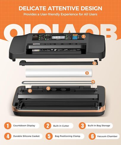 آلة إغلاق الفراغات بقوة 95 كيلو باسكال، ماكينة إغلاق الطعام الأوتوماتيكية التجارية بالكامل، نظام إغلاق 10 في 1 مع ختم حراري مزدوج، تخزين الحقائب، مقبض سهل القفل، قطاعة مدمجة، 1 لفافات أكياس و10 قطع أكياس مسبقة القطع in Kuwait