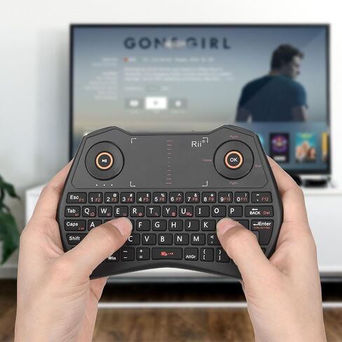 Rii K28 Bluetooth Mini Keyboard Remote Control with Touchpad Moue Combo,Backlit 2.4GHz Wireless Keyboard with Rechargeable Battery for Android TV Box,PC,Smart TV(2.4G and Bluetooth) in Saudi Arabia