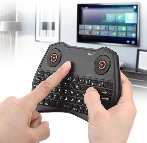 Rii K28 Bluetooth Mini Keyboard Remote Control with Touchpad Moue Combo,Backlit 2.4GHz Wireless Keyboard with Rechargeable Battery for Android TV Box,PC,Smart TV(2.4G and Bluetooth) in Saudi Arabia