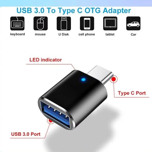 5 عبوات USB من النوع C OTG مع محول USB C إلى USB 3.0 ومصباح LED ومحول USB C لهواتف Android وأجهزة الكمبيوتر المحمولة من النوع C والمزيد in Kuwait