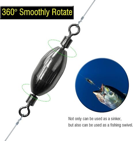 AMYSPORTS Saltwater Fishing Weights Swivel Bullet Sinkers Fishing Weight Brass Fishing Weights Freshwater Bass Sinker Weight with Swivel Rolling in Saudi Arabia
