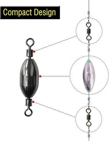 AMYSPORTS Saltwater Fishing Weights Swivel Bullet Sinkers Fishing Weight Brass Fishing Weights Freshwater Bass Sinker Weight with Swivel Rolling in Saudi Arabia