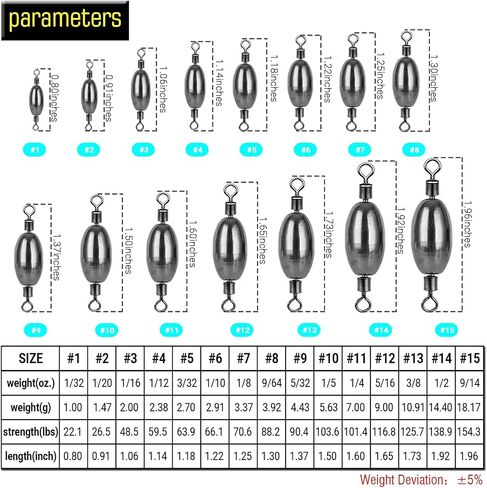 AMYSPORTS Saltwater Fishing Weights Swivel Bullet Sinkers Fishing Weight Brass Fishing Weights Freshwater Bass Sinker Weight with Swivel Rolling in Saudi Arabia