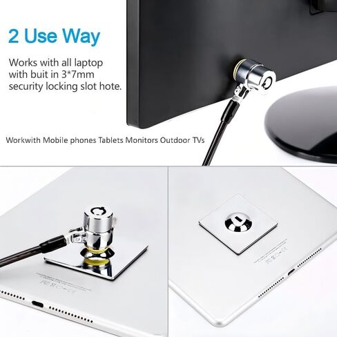 LORADAR 5Pack Laptop Cable Lock Hardware Security Cable Lock Anti Theft 5Keys 6.7Ft Compatible for Laptops, iMac,Out Door TV,Mac Mini,& Other Devices Longer Cable (keyed Alike) in Kuwait