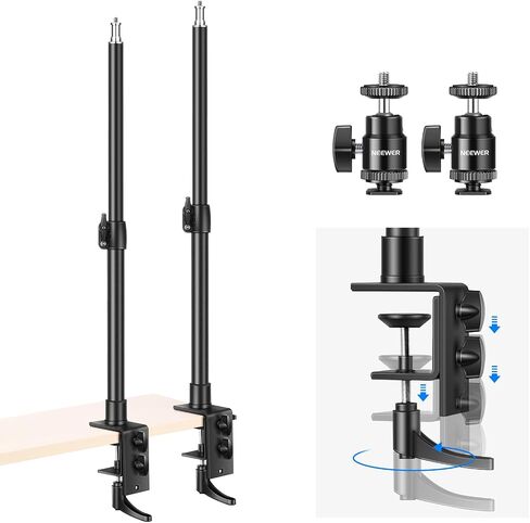 NEEWER Tabletop Overhead Camera Mount Arm, 11.8"-20"/30-51cm Telescopic Extension Arm for Desk Stand with Ball Head Mount 1/4" 3/8" 5/8" Screws for Webcam Camera LED Ring Light Microphone, DS001 in Kuwait