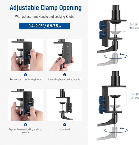 NEEWER Tabletop Overhead Camera Mount Arm, 11.8"-20"/30-51cm Telescopic Extension Arm for Desk Stand with Ball Head Mount 1/4" 3/8" 5/8" Screws for Webcam Camera LED Ring Light Microphone, DS001 in Kuwait
