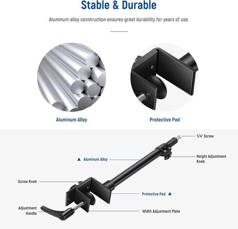 NEEWER Tabletop Overhead Camera Mount Arm, 11.8"-20"/30-51cm Telescopic Extension Arm for Desk Stand with Ball Head Mount 1/4" 3/8" 5/8" Screws for Webcam Camera LED Ring Light Microphone, DS001 in Kuwait
