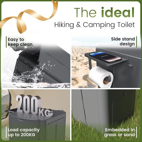 Portable Camping Toilet Kit for Adults, Upgrade Travel Potty Seat with Lid Removable Paper Holder and Absorbent Gel, for Camping, Hiking, Truck, RV Toilet, Beach in Saudi Arabia