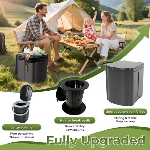 Portable Camping Toilet Kit for Adults, Upgrade Travel Potty Seat with Lid Removable Paper Holder and Absorbent Gel, for Camping, Hiking, Truck, RV Toilet, Beach in Saudi Arabia