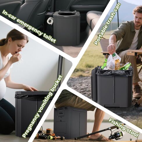 Portable Camping Toilet Kit for Adults, Upgrade Travel Potty Seat with Lid Removable Paper Holder and Absorbent Gel, for Camping, Hiking, Truck, RV Toilet, Beach in Saudi Arabia