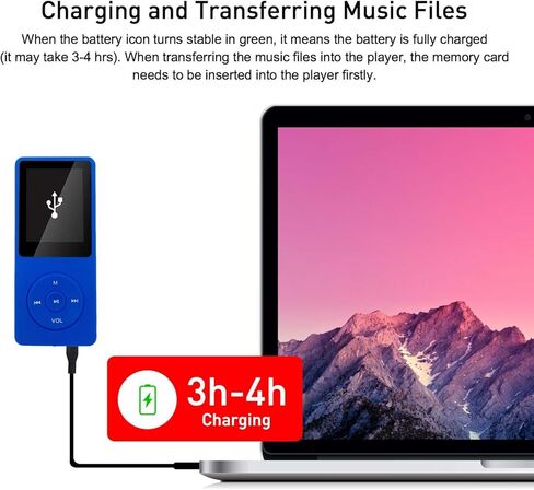 مشغل موسيقى MP3 سعة 128 جيجابايت مع بلوتوث 5.2، مكبر صوت مدمج، راديو FM، مسجل صوت، صوت HiFi، وظيفة الكتاب الإلكتروني، سماعات الأذن متضمنة in Kuwait