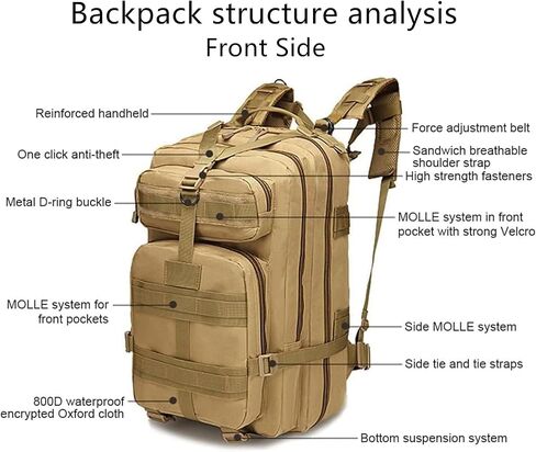40L Tactical Backpack for Men and Women, Army 3 Days Assault Pack Bag Large Rucksack for Hiking Travel Trekking, Jungle Digital in Saudi Arabia