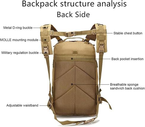 40L Tactical Backpack for Men and Women, Army 3 Days Assault Pack Bag Large Rucksack for Hiking Travel Trekking, Jungle Digital in Saudi Arabia