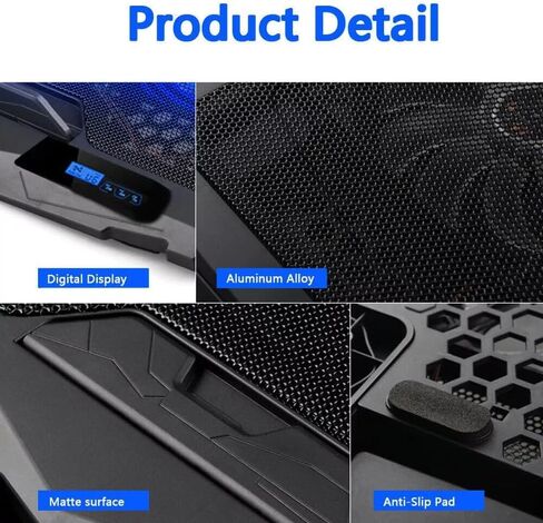 Cooling pad for Hp ProBook 445 14 inch G11 Gaming laptops, Laptop Cooler with 4 Fans, LCD Display Screen, 4 Height, 2 USB-A Port Laptop Stand in Saudi Arabia