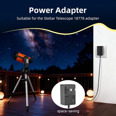 بديل لمحول التيار المتردد Celestron 18778 2 أمبير - يعمل على تشغيل التلسكوبات المحوسبة باللون الأسود 【طول 10 أقدام】 in Kuwait