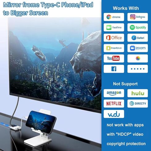 محور USB C، محول 4K USB C إلى HDMI مع 100W PD وUSBA 3.0 منفذ HDMI إلى USBC Dongle محول AV رقمي متعدد المنافذ لأجهزة MacBook Pro/Air، iPad، الأجهزة اللوحية، التبديل، التلفزيون، الشاشة in Saudi Arabia