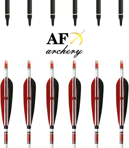 AF الرماية 31.5 بوصة مزيج سهم الكربون، العمود الفقري 500 ممارسة الصيد السهام، سهام ريشة تركيا لمركب ومنحني والقوس التقليدي مع نصائح قابلة للإزالة Nocks قابل للتعديل 6/12pcs in Kuwait