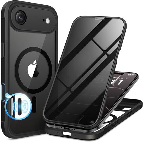 BERFY for iPhone 17 Pro Max Case, Compatible with MagSafe, Built-in Privacy Screen Protector and Camera Protection, Anti-Spy Full Body Shockproof Clear Phone Case for 17 Pro Max 6.9", Black in Kuwait