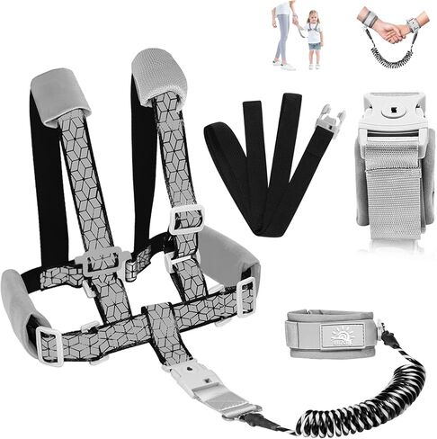 Toddler Leash for Walking, Toddler Safety Harnesses Leashes, Safety Harness with Lock for Kids, Anti Lost Wrist Link for Toddlers ，Upgrade with Reflective Tape Liner（6.5ft）for Kids in Saudi Arabia