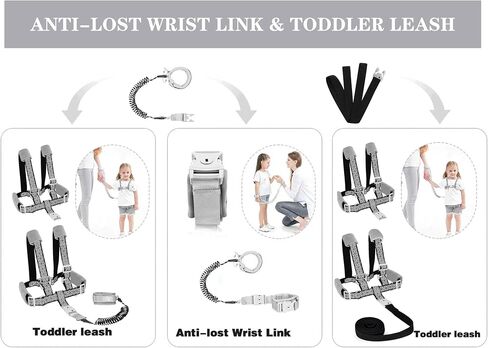 Toddler Leash for Walking, Toddler Safety Harnesses Leashes, Safety Harness with Lock for Kids, Anti Lost Wrist Link for Toddlers ，Upgrade with Reflective Tape Liner（6.5ft）for Kids in Saudi Arabia