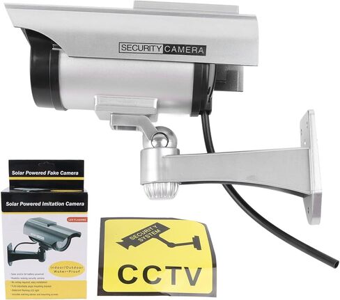 Pilipane Fake Surveillance Camera Solar Powered Dummy Security Camera with LED Flashing Light High Simulation Anti Theft Function for Home Business Office ABS Material in Saudi Arabia