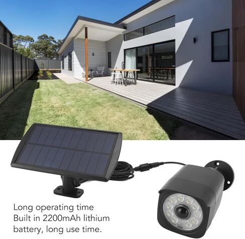 Yoidesu Dummy Cameras ضوء شمسي مع مستشعر حركة، بطارية IP65 2200 مللي أمبير في الساعة محاكاة ضوء الكاميرا الأمنية للسلامة في الفناء المنزلي في الهواء الطلق، 11 قطعة 2835 خرزة مصباح in Saudi Arabia