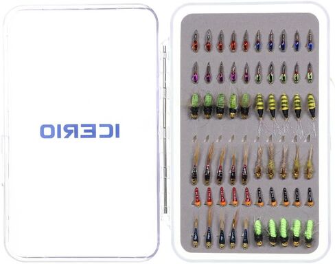 Fly Fishing Flies Kit, 60pcs Fly Fishing Lures, Dry/Wet/Streamers/Nymphs Flies, Fly Fishing Assortment Kit for Bass Trout Salmon Fishing in Saudi Arabia