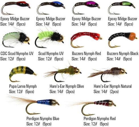 Fly Fishing Flies Kit, 60pcs Fly Fishing Lures, Dry/Wet/Streamers/Nymphs Flies, Fly Fishing Assortment Kit for Bass Trout Salmon Fishing in Saudi Arabia