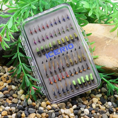 Fly Fishing Flies Kit, 60pcs Fly Fishing Lures, Dry/Wet/Streamers/Nymphs Flies, Fly Fishing Assortment Kit for Bass Trout Salmon Fishing in Saudi Arabia
