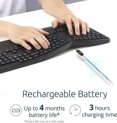 Kensington Pro Fit Ergo KB680 EQ Wireless Keyboard, Bluetooth & 2.4GHz Connection, Rechargeable, Ergonomic Design, Split-Keyboard (K72485NA) in Saudi Arabia