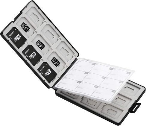 Elecom CMC-SDCPP36BK حافظة بطاقات الذاكرة، حافظة SD، بلاستيك، تحمل 18 SD + 18 Micro SDS، أسود in Kuwait