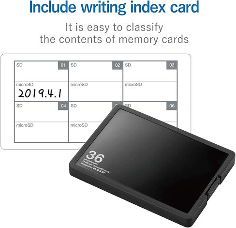 Elecom CMC-SDCPP36BK حافظة بطاقات الذاكرة، حافظة SD، بلاستيك، تحمل 18 SD + 18 Micro SDS، أسود in Kuwait