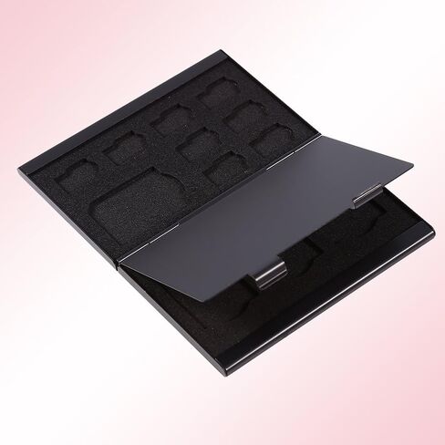 SD Card Holder, Aluminum Metal Card Case, Double Layer 12 Slots Portable Holder Case for SD Card or TF Card Memory Card Holder (Black) in Saudi Arabia