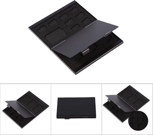 SD Card Holder, Aluminum Metal Card Case, Double Layer 12 Slots Portable Holder Case for SD Card or TF Card Memory Card Holder (Black) in Saudi Arabia