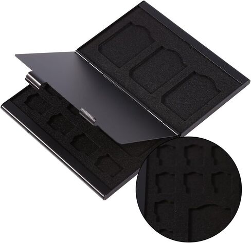 SD Card Holder, Aluminum Metal Card Case, Double Layer 12 Slots Portable Holder Case for SD Card or TF Card Memory Card Holder (Black) in Saudi Arabia