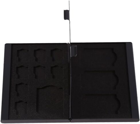 SD Card Holder, Aluminum Metal Card Case, Double Layer 12 Slots Portable Holder Case for SD Card or TF Card Memory Card Holder (Black) in Saudi Arabia
