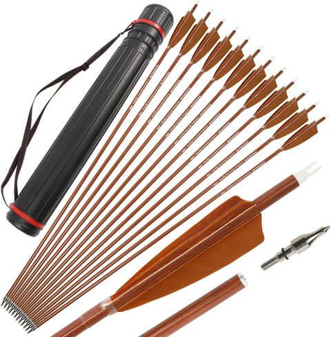 wolfman 30" Archery Carbon Arrows Spine 500 600 Hunting Arrows with 4" Turkey Feather Targeting Arrows for Compound & Recurve &Traditional Bow 6/12pcs in Kuwait