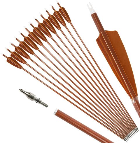 wolfman 30" Archery Carbon Arrows Spine 500 600 Hunting Arrows with 4" Turkey Feather Targeting Arrows for Compound & Recurve &Traditional Bow 6/12pcs in Kuwait