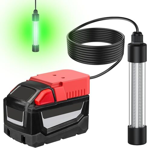 Pawfly Underwater Fishing Light Compatible for Dewalt 20V Battery（Not Included）, IP68 Waterproof LED Green Light Fishing Attracting,1300 LM Submersible Fish Attractor for Boats、Docks, Night Fishing in Saudi Arabia