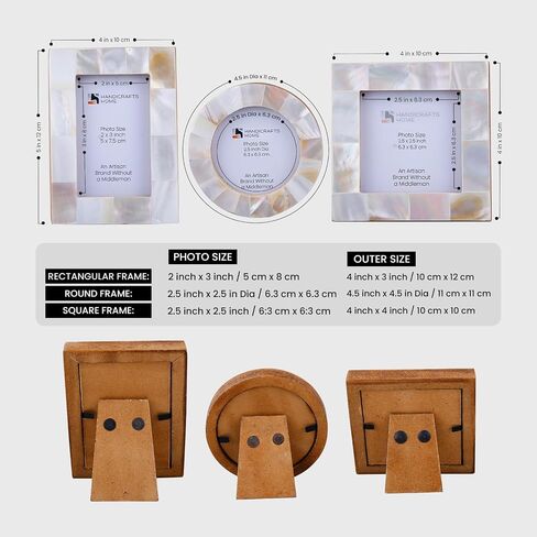 Handicrafts Home Mini Picture Frames Set of 3, Handmade Baby Keepsake Frames for Ultrasound Pictures, Newborn Photos & Grandchildren Portraits, Tiny Wallet Size Photo Frames for Nursery Decor, Blue in Saudi Arabia