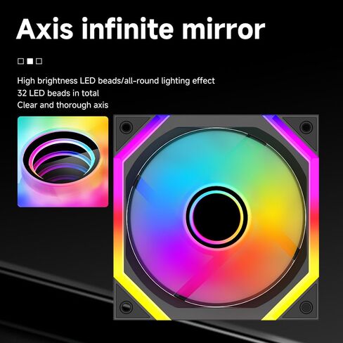 Jungle Leopard Prism6 MAX X3 120mm ARGB PC Case Fan - 3 جوانب مرآة لا نهائية ومحور مرآة لا نهائية تأثير الضوء، 800-1850±10% RPM 120mm PWM Case Fan لحافظة الكمبيوتر (عبوة ثلاثية سوداء عكسية) in Kuwait
