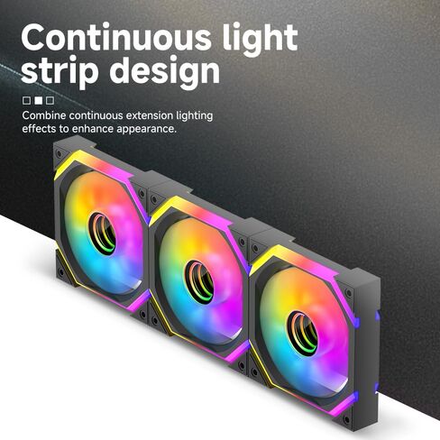 Jungle Leopard Prism6 MAX X3 120mm ARGB PC Case Fan - 3 جوانب مرآة لا نهائية ومحور مرآة لا نهائية تأثير الضوء، 800-1850±10% RPM 120mm PWM Case Fan لحافظة الكمبيوتر (عبوة ثلاثية سوداء عكسية) in Kuwait