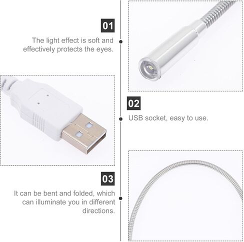 4 قطعة لوحة مفاتيح USB ضوء ليلي مرن معقوفة مصباح كمبيوتر للعناية بالعين مصباح قراءة LED محمول للكمبيوتر المحمول وغرفة النوم والتخييم in Saudi Arabia