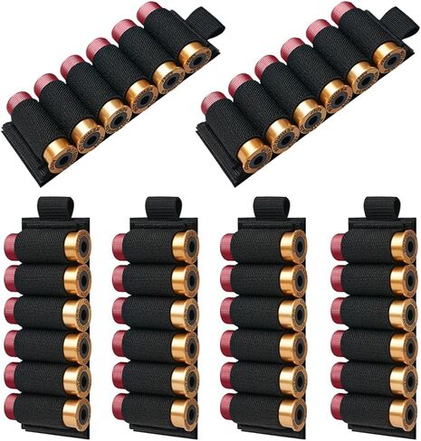 6 Packs 6 Rounds Buttstock Shell Card Holder | 12/20 Ga Side Saddle Shell Carrier for Rifle Shotgun Cartridge | with Molle Utility Pouch Hook and Loop in Saudi Arabia