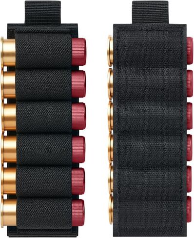 6 Packs 6 Rounds Buttstock Shell Card Holder | 12/20 Ga Side Saddle Shell Carrier for Rifle Shotgun Cartridge | with Molle Utility Pouch Hook and Loop in Saudi Arabia