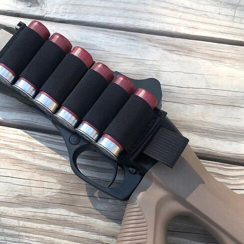 6 Packs 6 Rounds Buttstock Shell Card Holder | 12/20 Ga Side Saddle Shell Carrier for Rifle Shotgun Cartridge | with Molle Utility Pouch Hook and Loop in Saudi Arabia